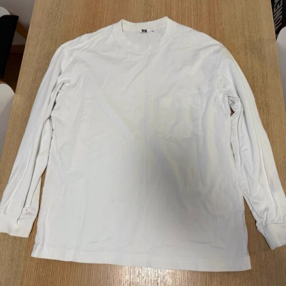 White Long Sleeve Pocket Tee - Picture 1 of 1